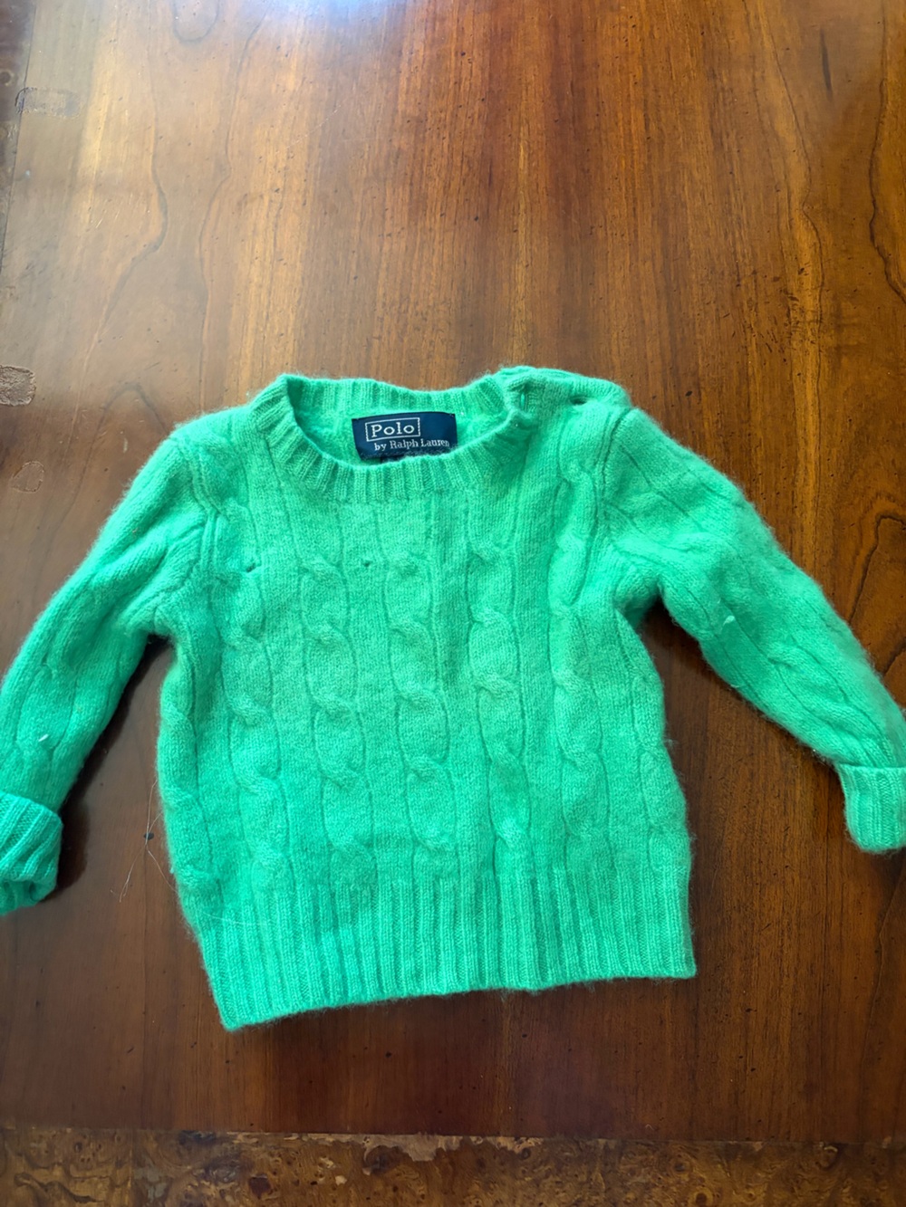 Polo by Ralph Lauren Bright Green Cashmere Cable-Knit Crewneck Sweater
